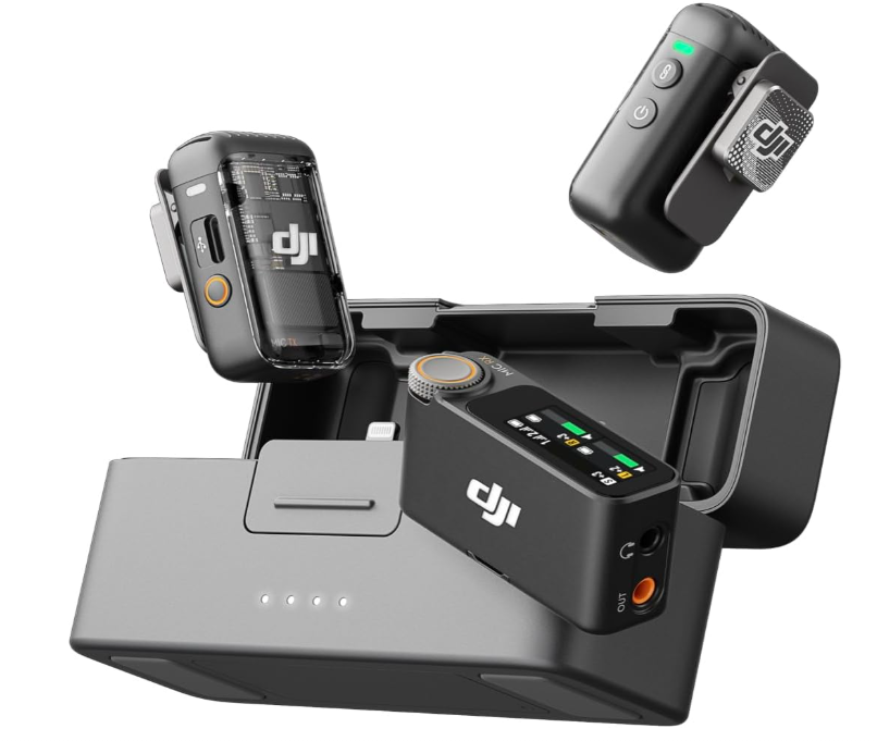 DJI Mic 2 (2 TX plus 1 RX and Charging Case) Wireless Lavalier Microphone